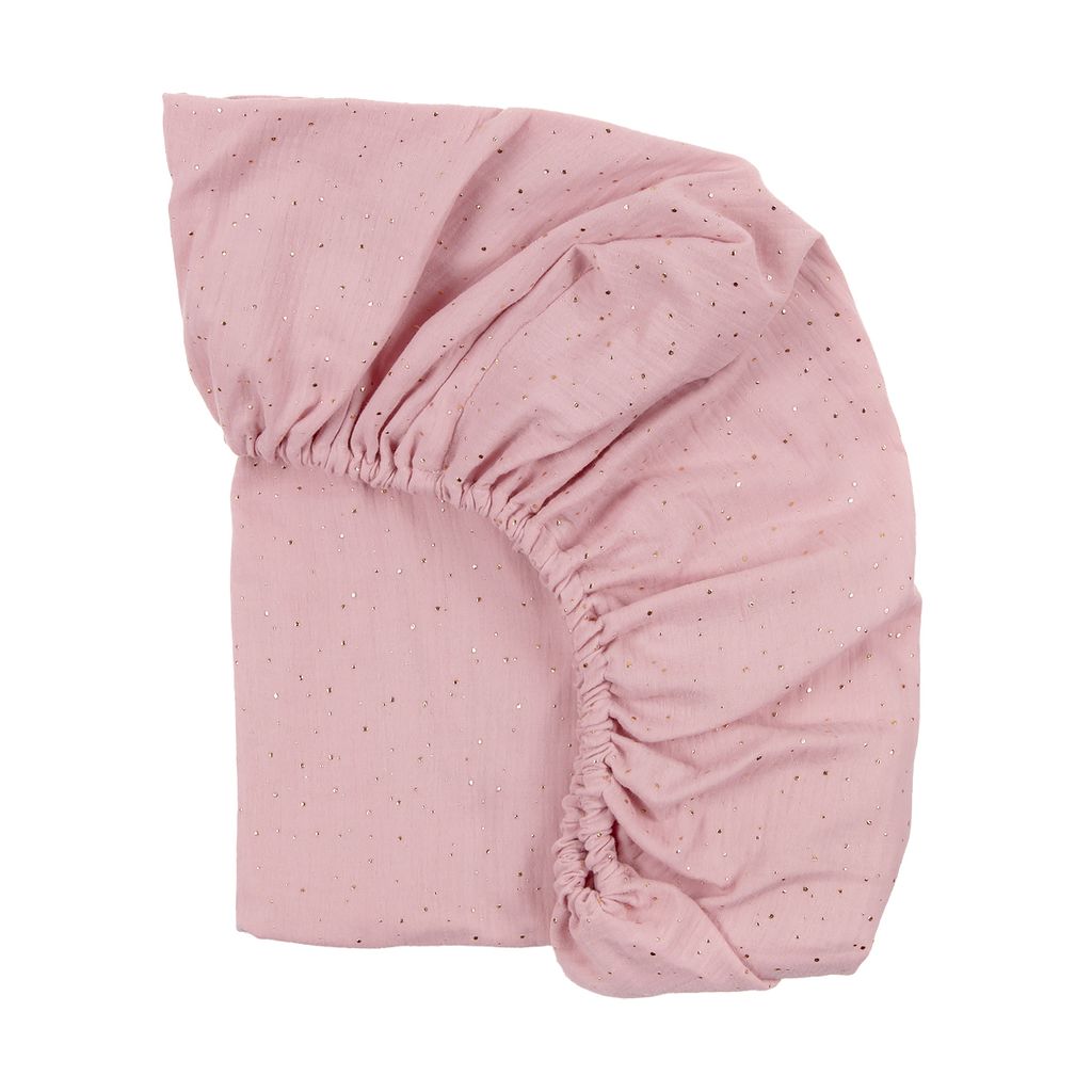 KraftKids Spannbettlaken Musselin goldene Punkte auf Rosa pass. f. Matratze 120 x 60 cm