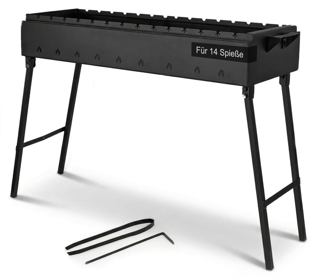 Klappbar Mangal für 14 Spieße, Länge 90cm, Stahl 2,0mm, Produktbild 
