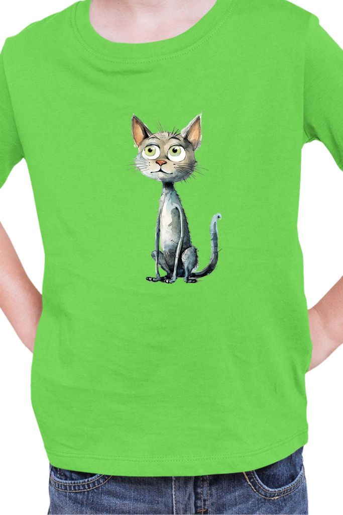 Kinder T-Shirt Funny Cats Breeds European Shorthair Cat, 3-4 Jahr - 104 / Lime