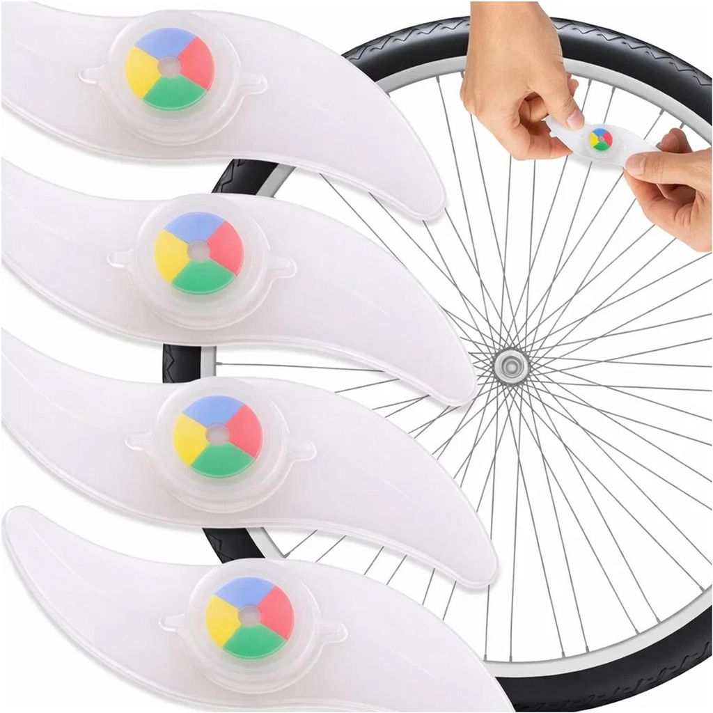 4 LED svetlá na kolesá bicykla, farebné osvetlenie ráfikov Obrázok produktu 