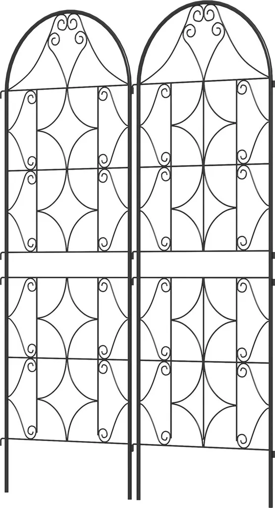 Treillis Métallique Noir Aosom en Lot de 2 Supports pour Plantes 50x150cm
