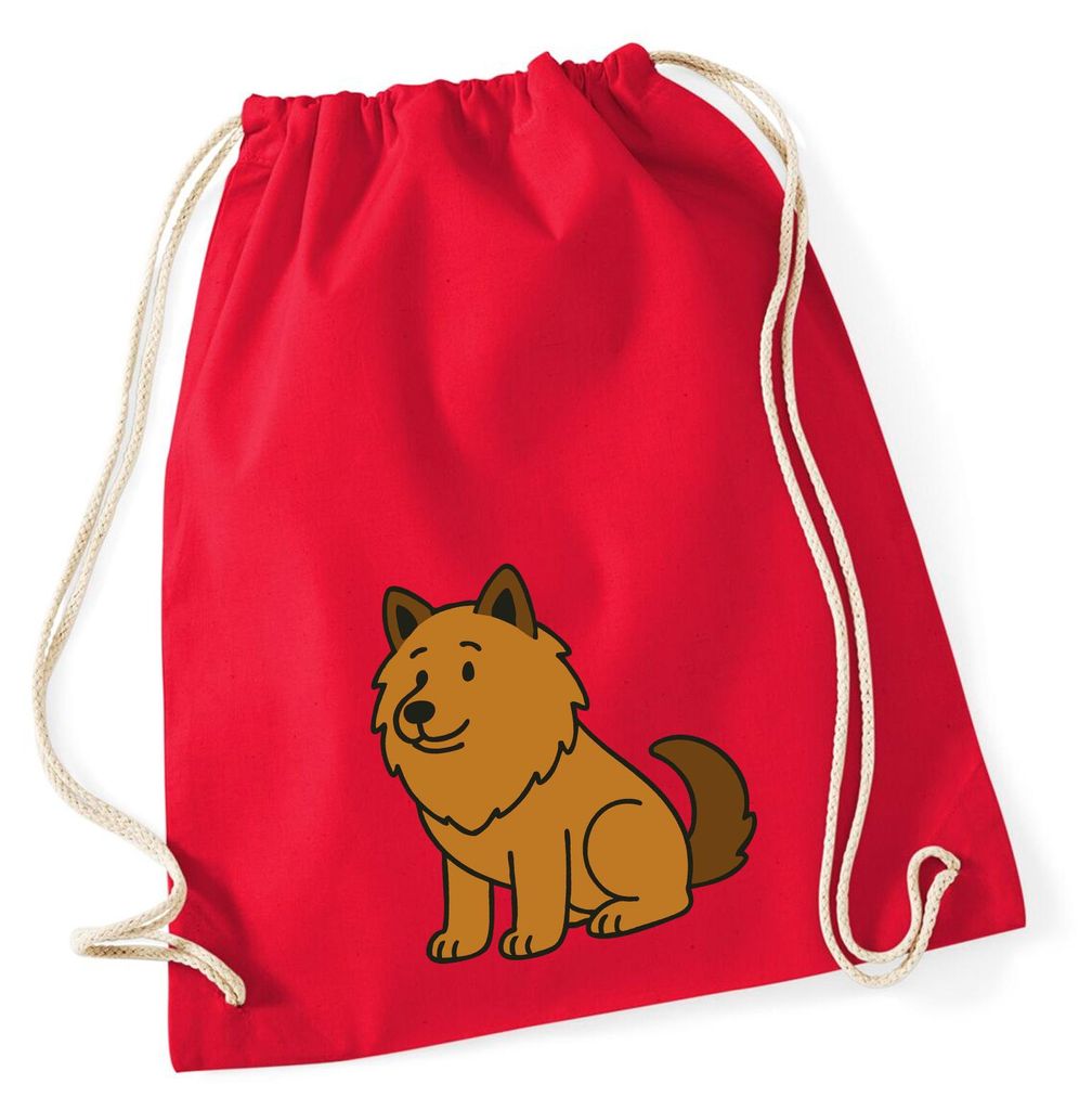 Huuraa Turnbeutel Eurasier Comic Euri 12 Liter Classic Red Baumwolle Rucksack Geschenkidee