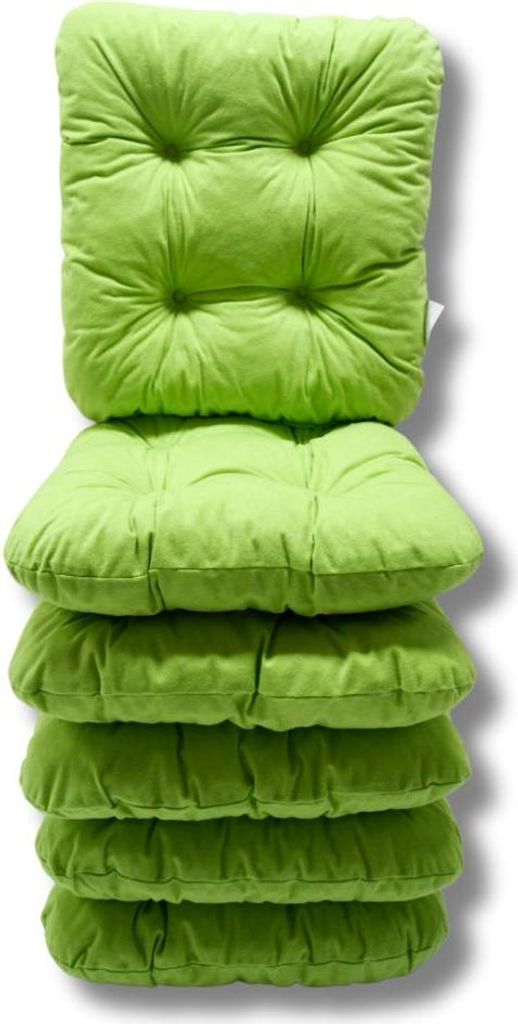 6er-Set Gepolsterte Stuhlkissen Grün 38x38x8 cm - 1229 Kissen-Set für Esszimmer