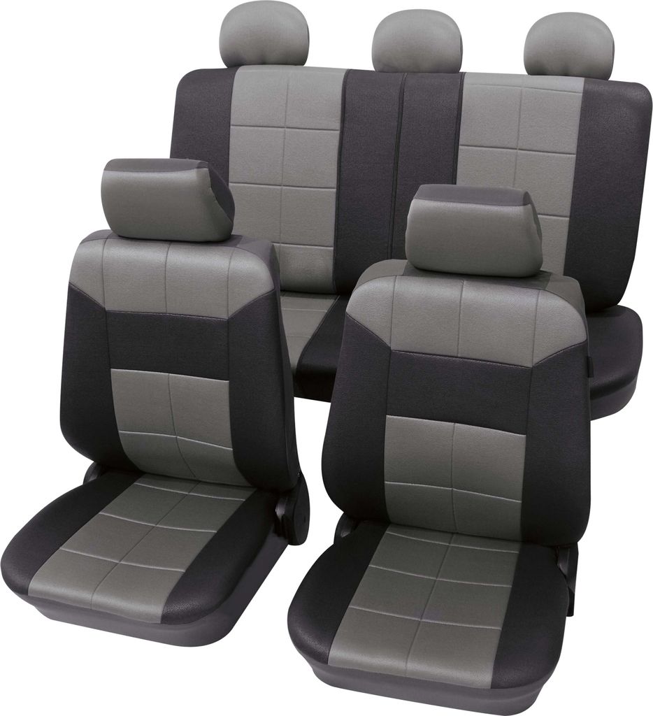 Auto Sitzbezüge Universal Komplett Set 17-teilig - Dakar grau, Eco Class mit SAB 1 Vario Plus | Autositzbezüge / Schonbezüge von PETEX
