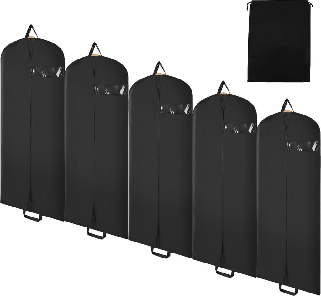 Aopunly Kleidersack 5er Set 128x60cm Schutzhülle Kleiderhülle mit einem Griff schwarz Schuhsack