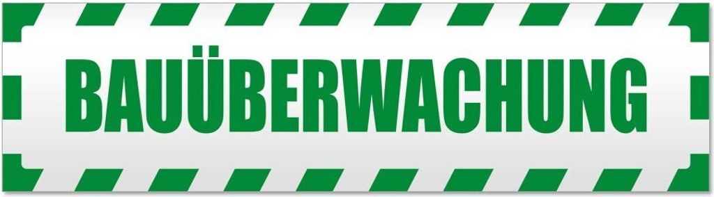 Kiwistar Bauüberwachung gestreift Magnetschild Schild magnetisch - 30cm Grün - Magnetfolie für Auto PKW Kfz