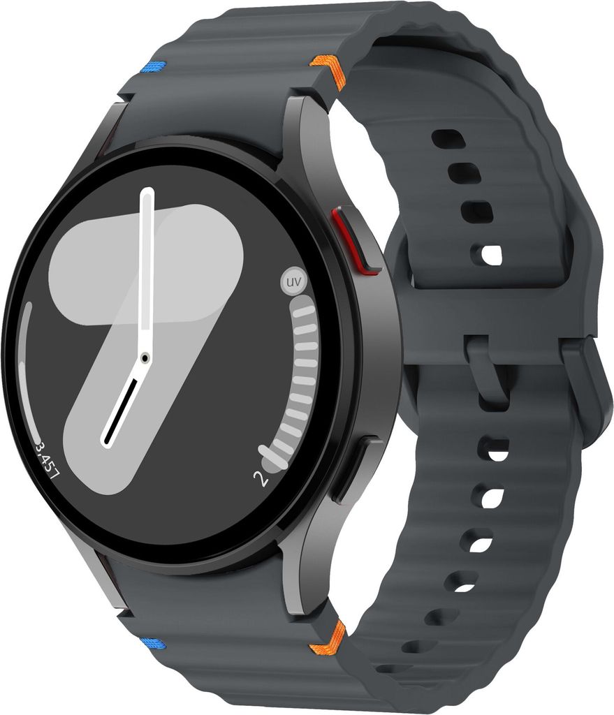 Wave Silikon Armband Samsung Galaxy Watch 4 5 6 7 Series Ersatzarmband Grafit Sport Fitness Alltag Verstellbar