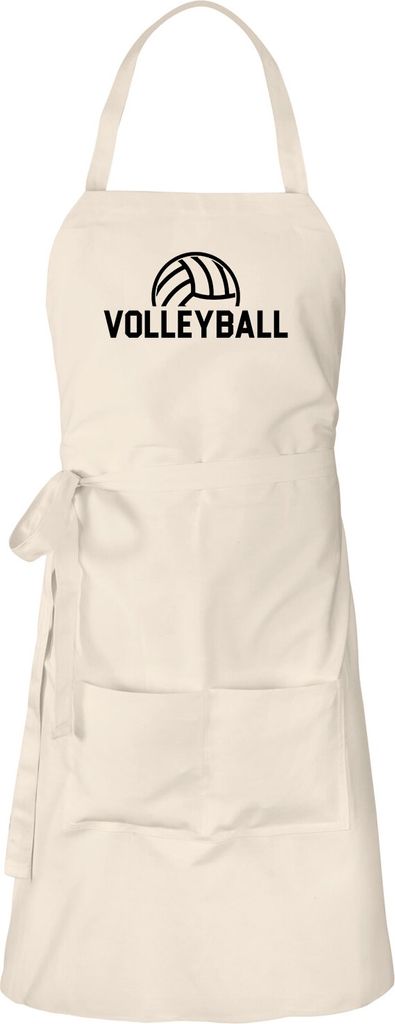 Huuraa Schürze Volleyball Schriftzug Natur mit Taschen Baumwolle Kochschürze Geschenkidee