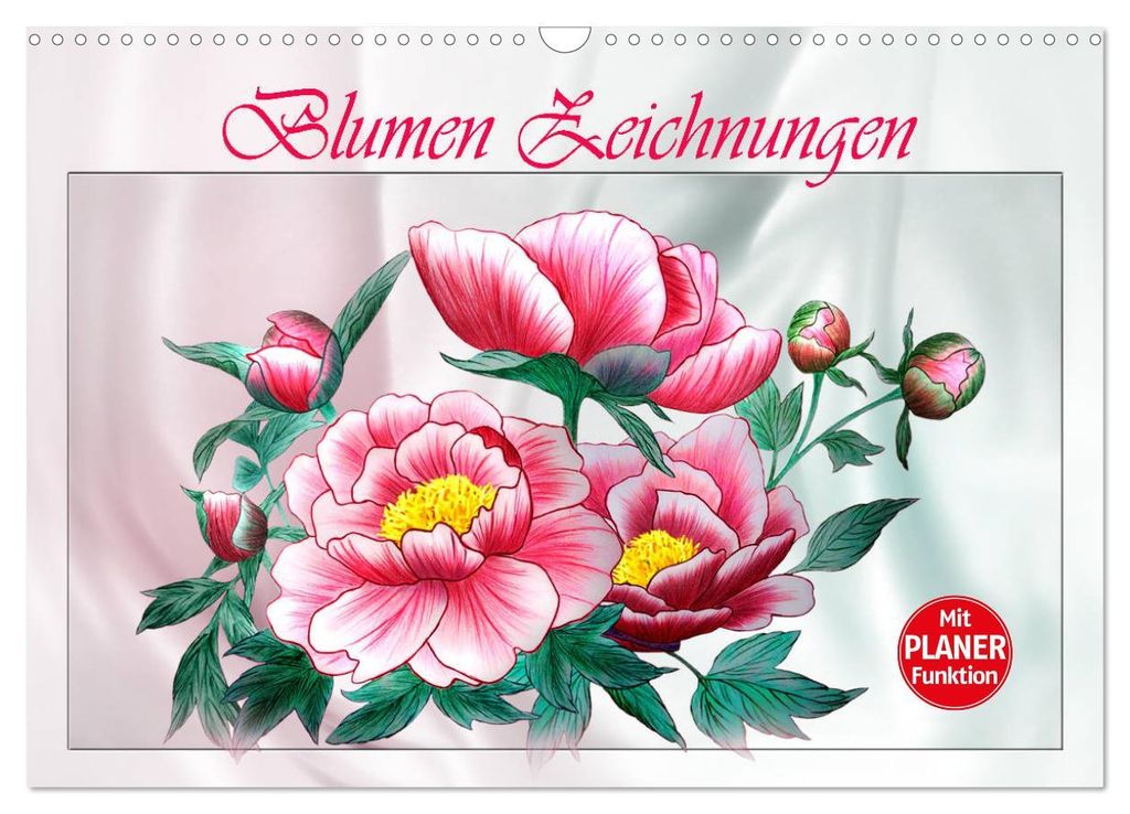 Blumen-Zeichnungen (Wandkalender 2027 DIN A3 quer), CALVENDO Monatskalender