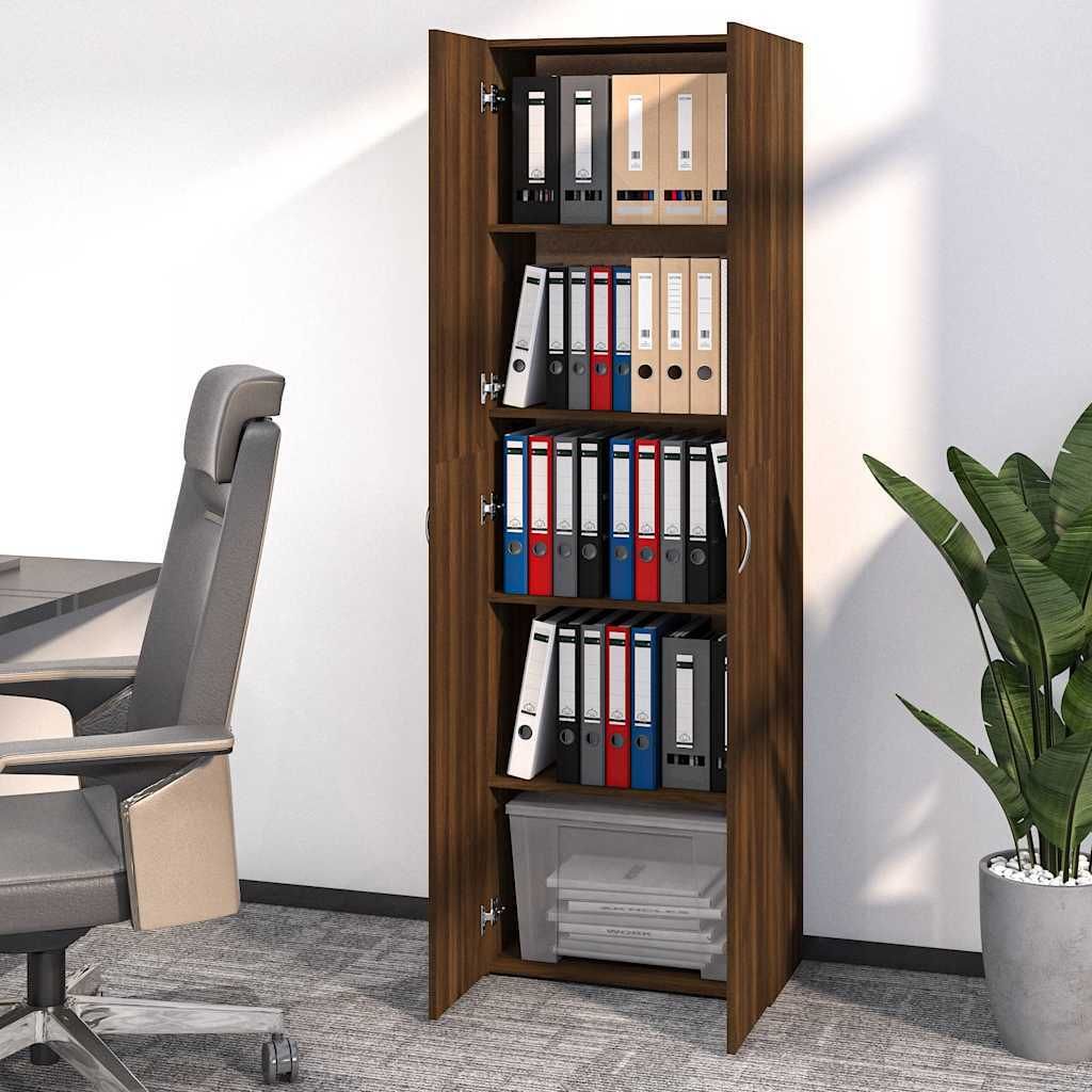 Szafka biurowa dąb brązowy 60x32x190 cm materiał Zdjęcie produktu 2