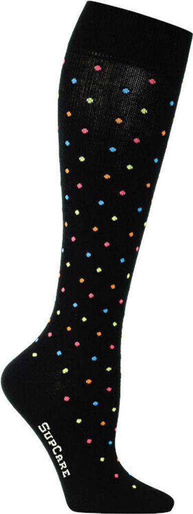 SupCare Stützstrümpfe schwarz mit bunten Punkten 34-36