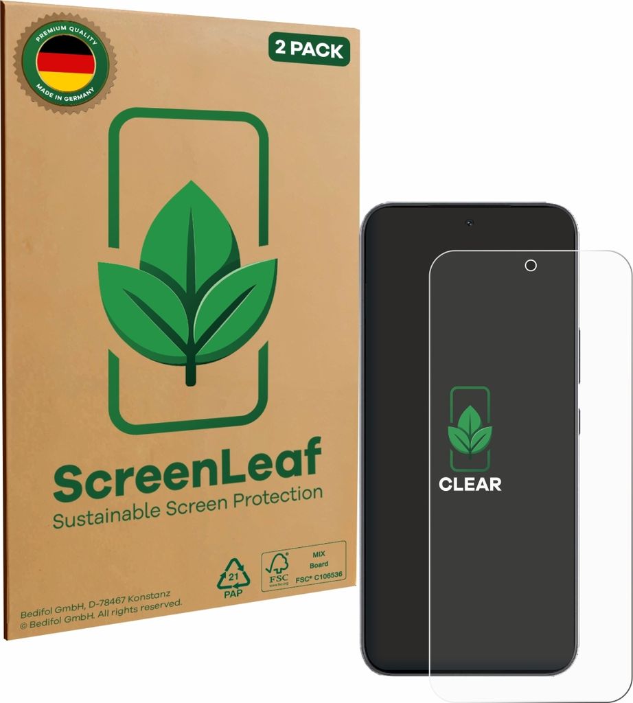 2x ScreenLeaf Schutzfolie für Infinix GT 30 Pro nachhaltiger Displayschutz Display Schutz Folie Klar Transparent