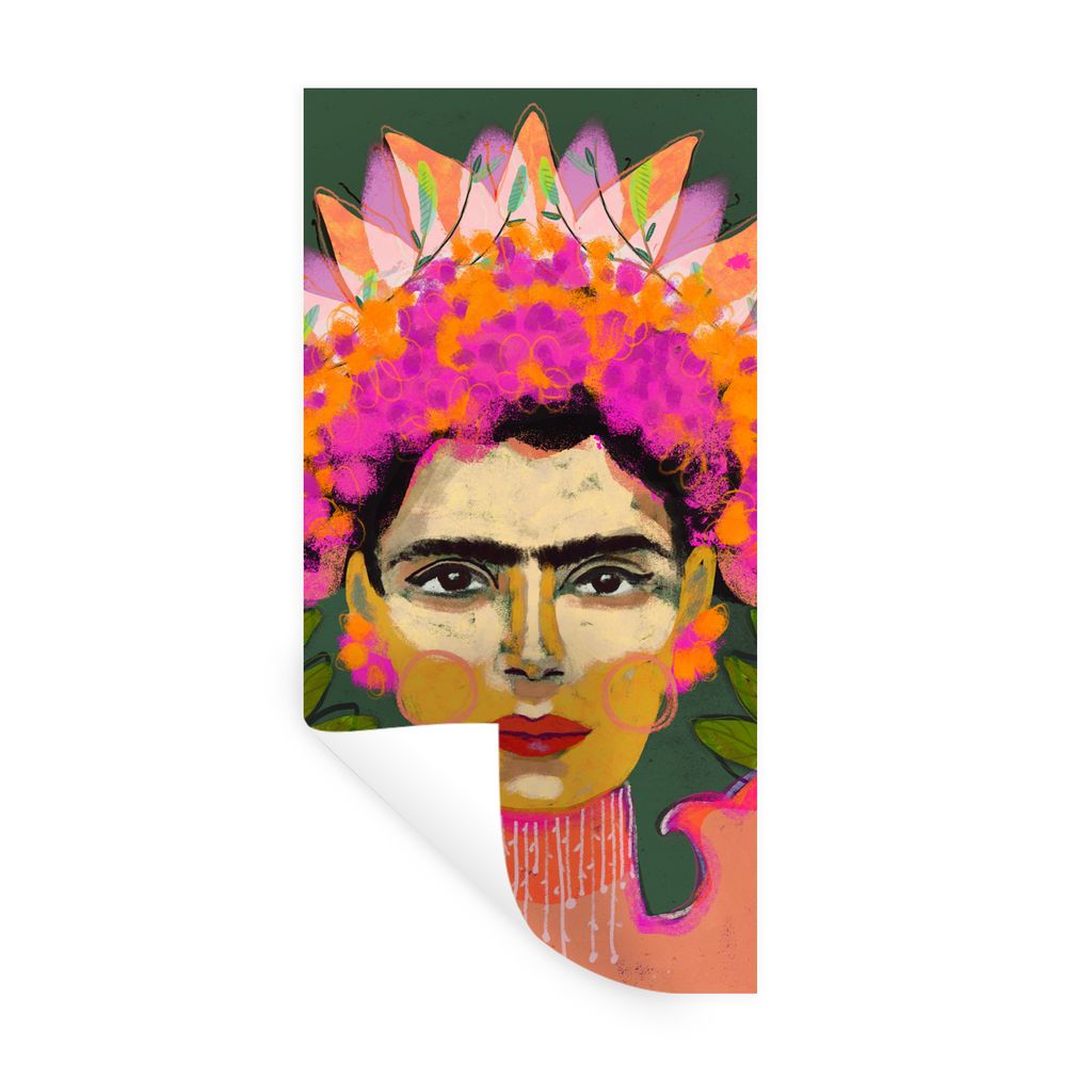 MuchoWow Wandtattoo Wandsticker Wandaufkleber Farben - Frau - Porträt - Rosa 80x160 cm Selbstklebend und Repositionierbar - Sticker - Dekorfolie