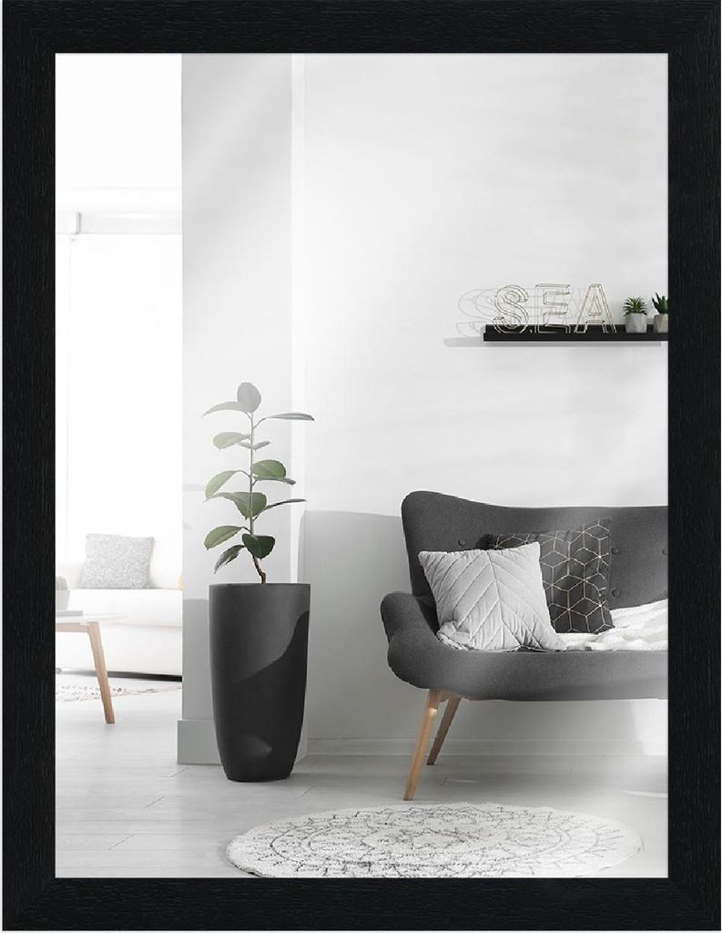 MendeFrames Wandspiegel H980 schwarz gemasert 30x30 cm