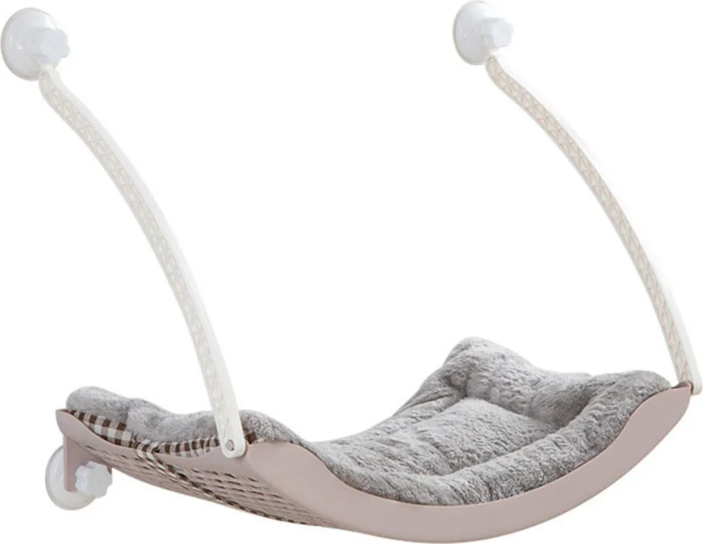 Amaca da finestra per gatti con rete di ventilazione sospesa, forte supporto e cuscinetto in velluto per il posatoio Lotus Root Pink