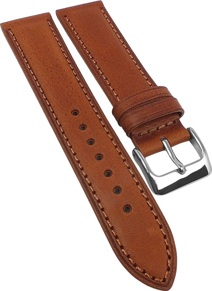 Herzog Toskana honig Uhrenarmband braun > Leder Dornschließe Verlauf , Stegbreite:18mm, Schließe:Silbern