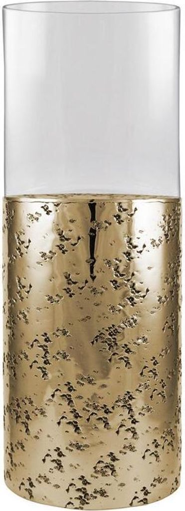 Kaheku Windlicht Loukia antik gold Aluminium mit Glasaufsatz, Durchmesser 16 cm, Höhe 25 cm 99990367