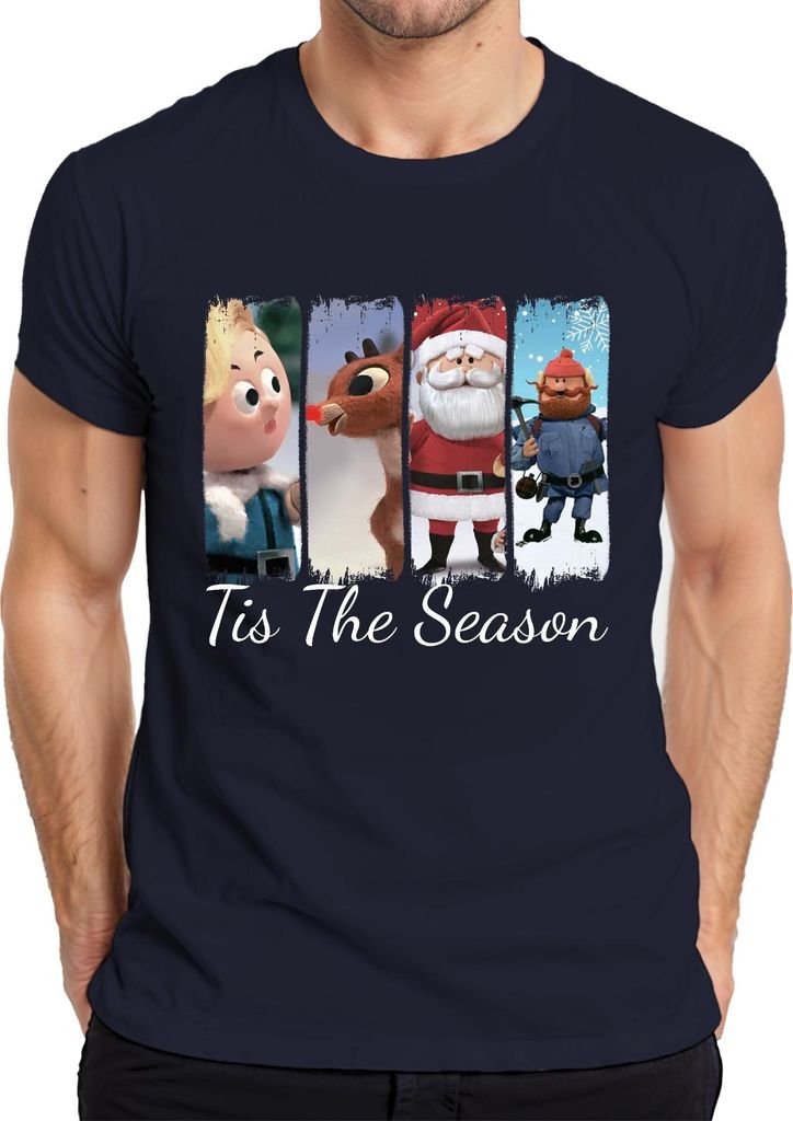 Rudolph Tis The Season Rentier Weihnachtsmann Yukon Cornelius Herren T-Shirt, Navy, XL