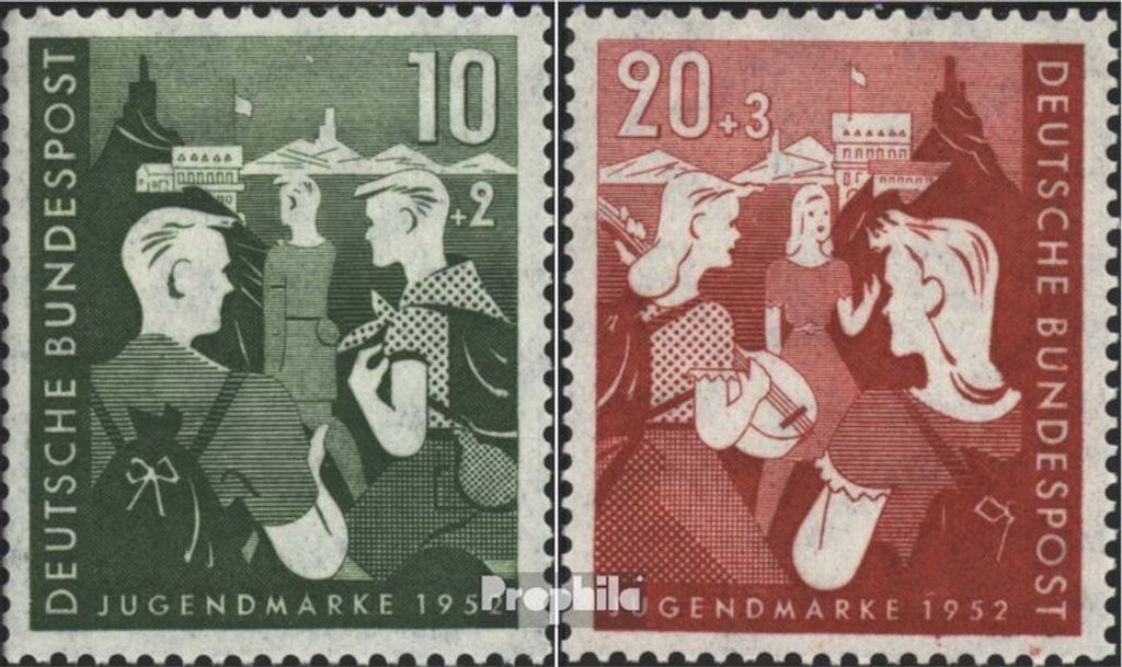 Briefmarken BRD (BR.Deutschland) 1952 Mi 153-154 (kompl.Ausg.) postfrisch Zweiter Bundesjugendplan