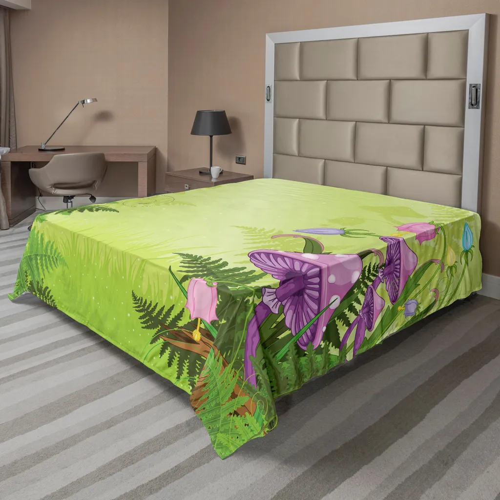 Lenzuolo Matrimoniale ABAKUHAUS Magico Bosco - Design Funghi Viola