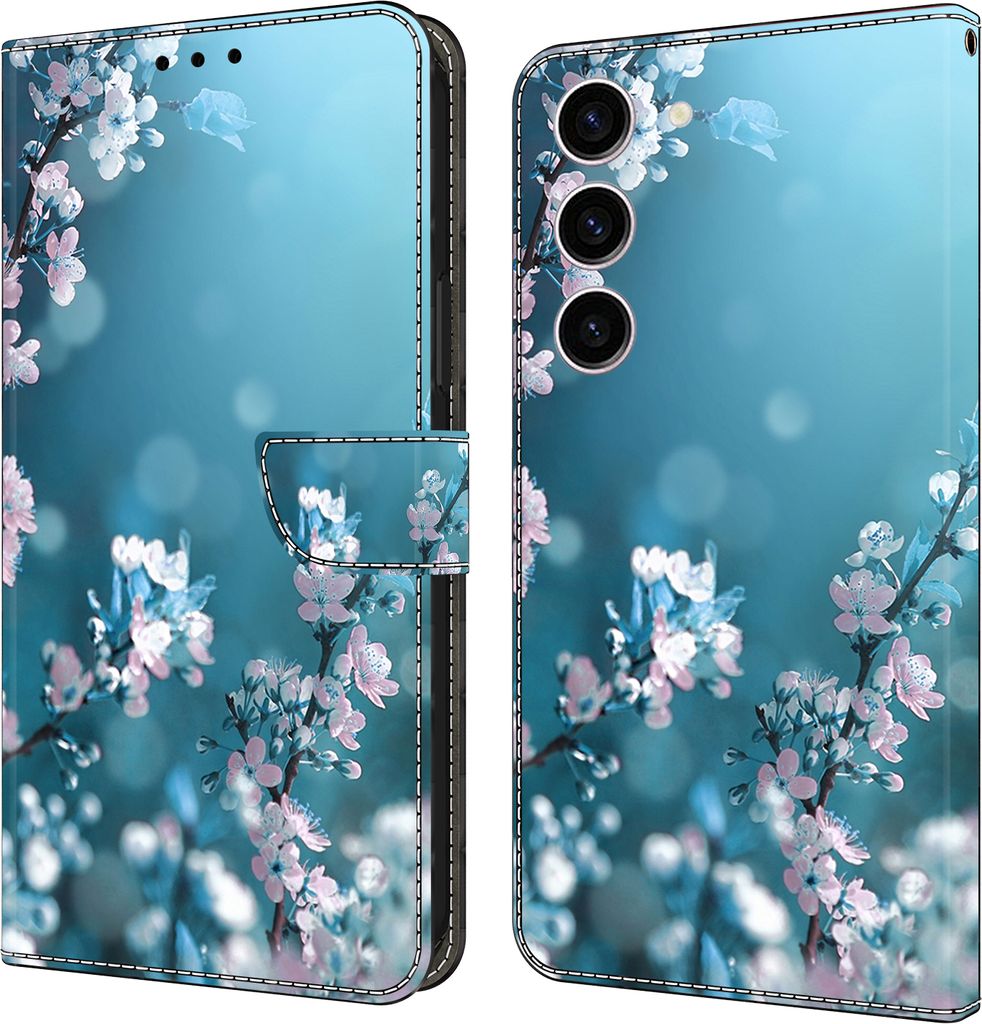CLM-Tech Handyhülle kompatibel mit Samsung Galaxy S24 Hülle - Tasche aus Kunstleder - Klapphülle mit Ständer und Kartenfächern - Schutzhülle ...