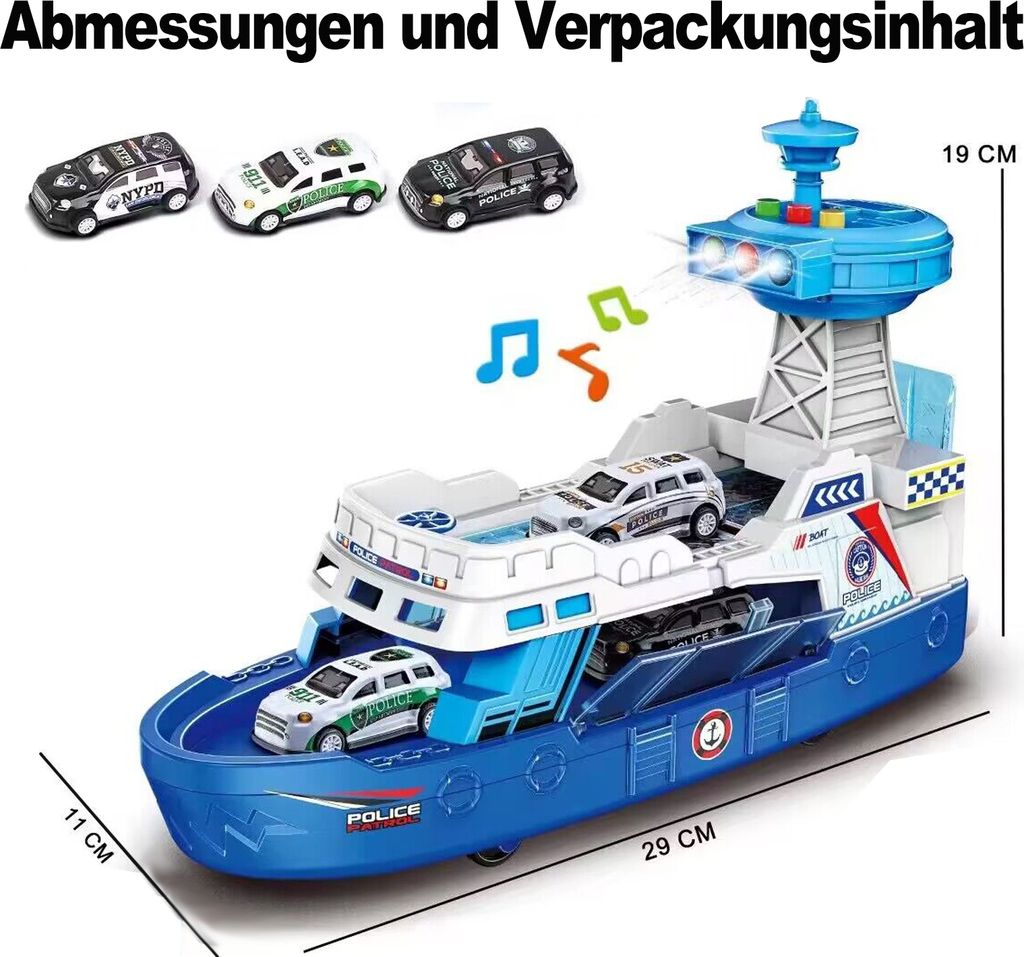 Auto Spielzeug Polizeischiff, Spielzeugschiff mit 3 Produktbild 6