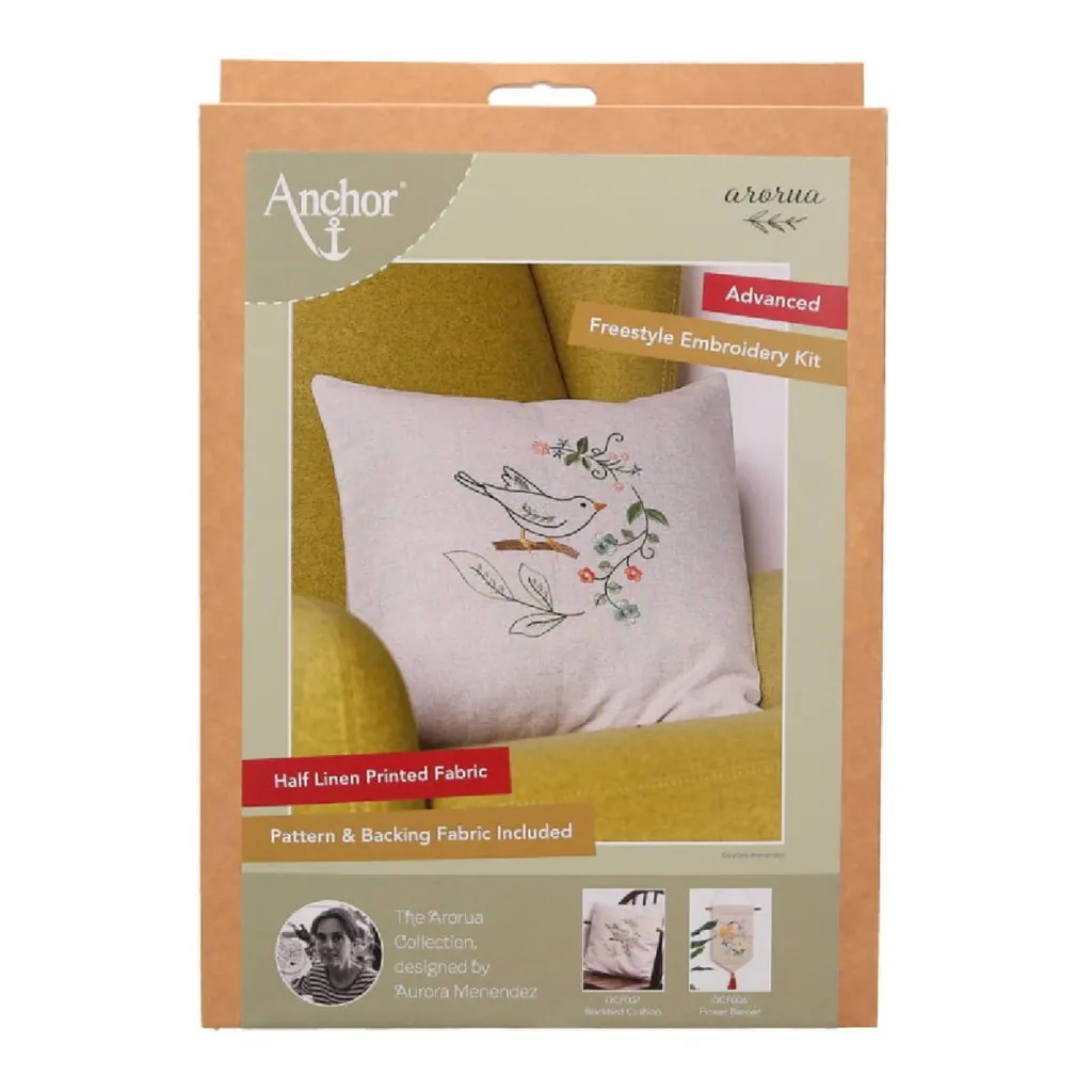 Kit broderie coussin ancre marine 40x40cm set de points libres DIY - 2
