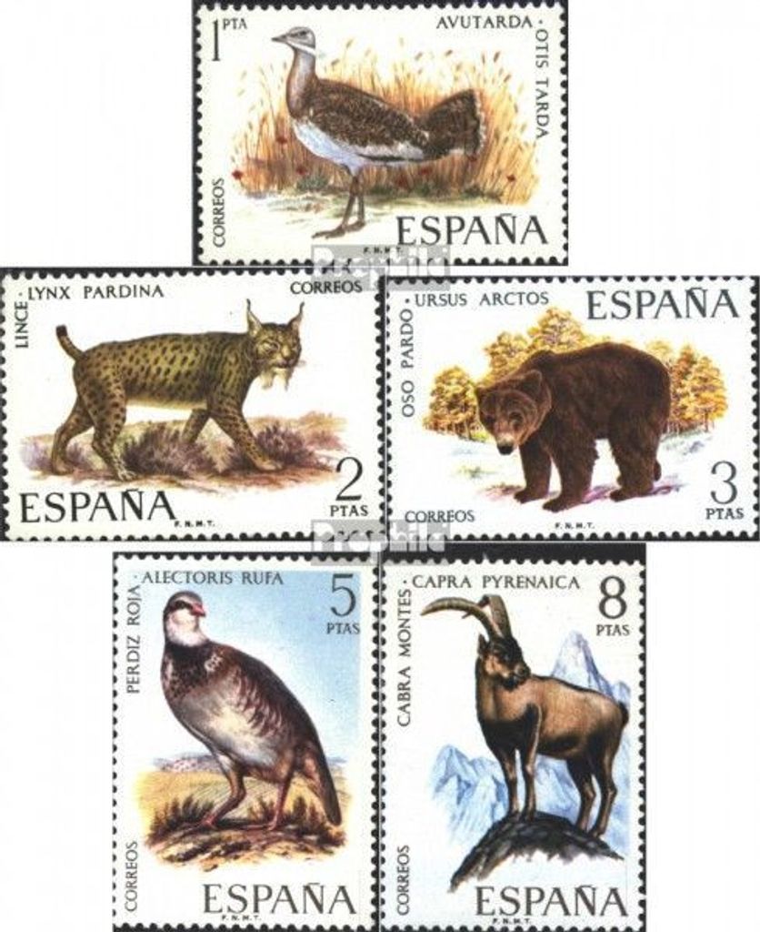 Briefmarken Spanien 1971 Mi 1931-1935 (kompl.Ausg.) postfrisch Tiere