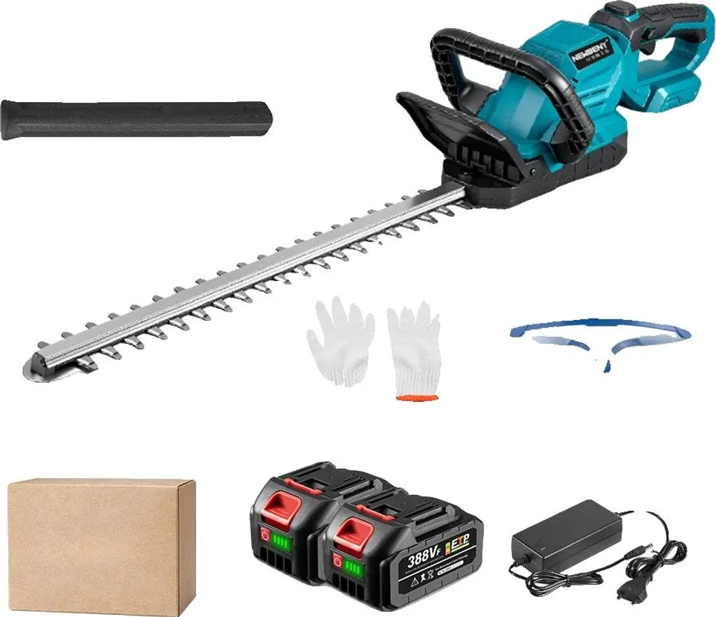 Taille-haie télescopique orientable avec lot de 2 piles rechargeables