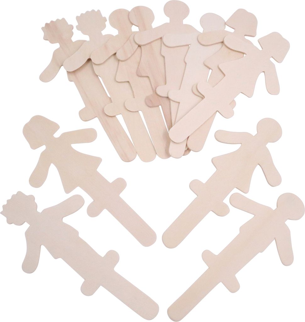 EDUPLAY 370117 Menschen Holzbastelstäbchen 12er Set