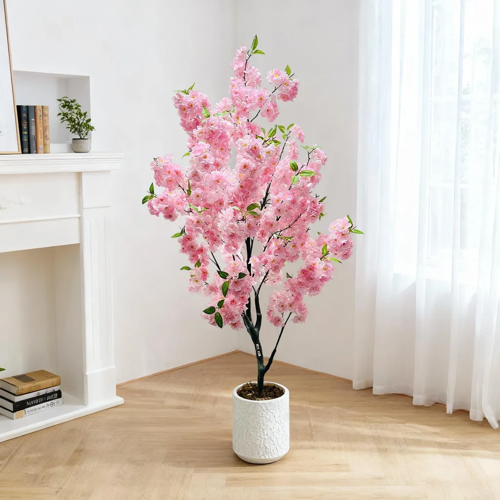Cerisier artificiel rose 150 cm - Arbre décoratif avec fleurs de soie