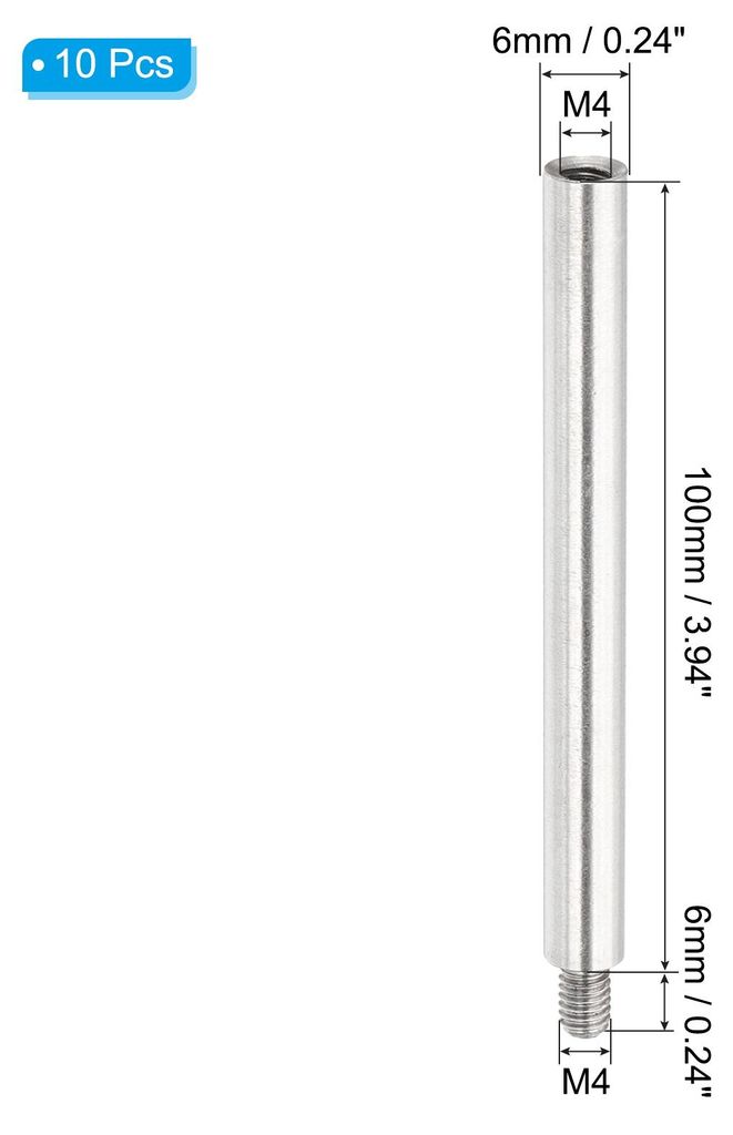 M4x100+6mm Abstandshalter Schrauben Verl?ngerung Stifte 10 Stš¹ck Edelstahl Gewindehš¹lse Abstandsbolzen Schrauben Ersatz fš¹r Binden Nachfš...