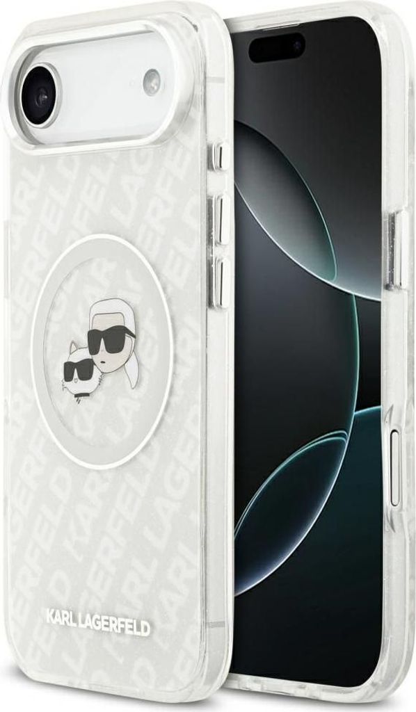 Karl Lagerfeld - IML Glitter K&C Heads Logo MagSafe (KLHMP17MHMKBKCHOG) - iPhone 17 Air - Grey