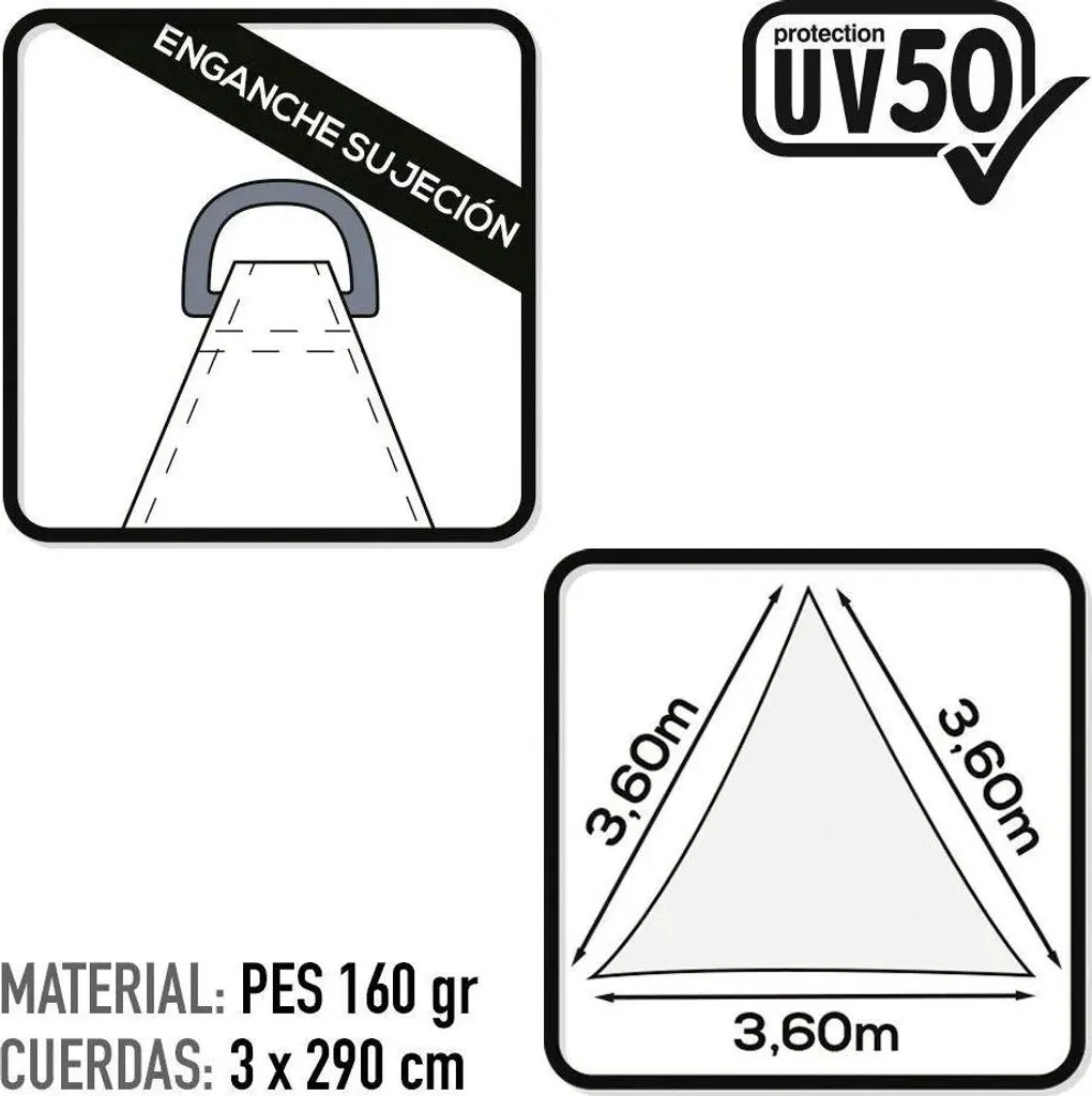 Toile d'ombrage triangle pour terrasse Active 360 cm blanc