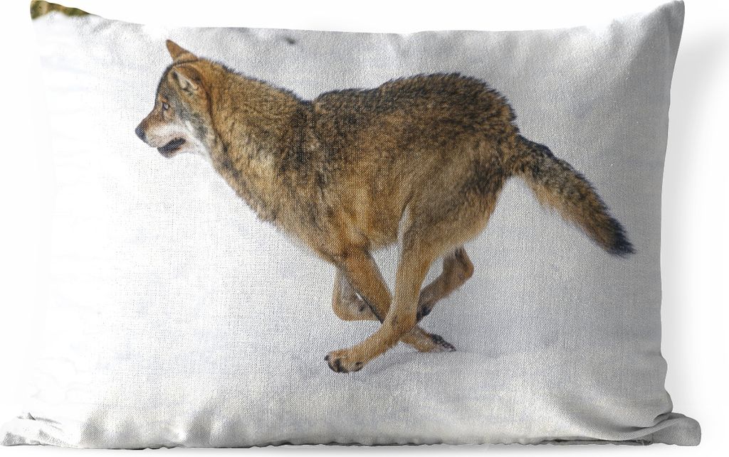 MuchoWow® Outdoor Kissen - Wolf - Schnee - Kälte - 60x40 cm Produktbild 