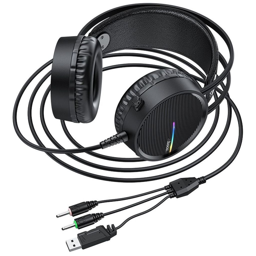 Hoco Gaming Headset für PC, Laptop Stereo Virtual Surround Sound, mit Mikrofon RGB-LED-Beleuchtung Over-Ear Kopfhörer Ohrhörer