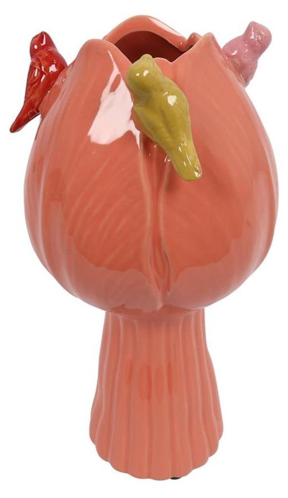 Countryfield Vase Tulpe mit Vögeln dunkelrosa ø11cm