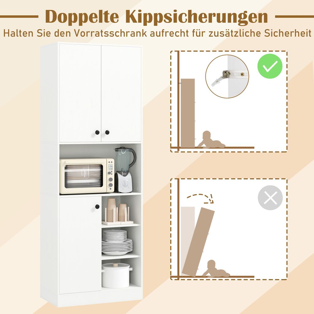 Kuchyňská skříňka COSTWAY 166 cm, bufetová skříňka se 3 Obrázek produktu 5