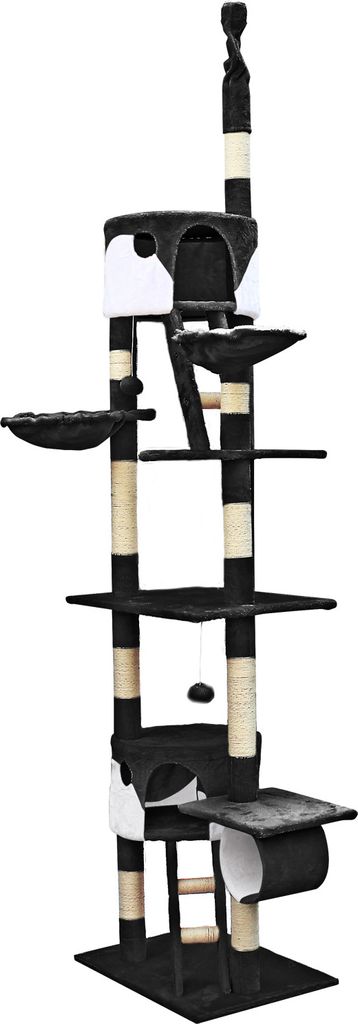 Wiltec Kratzbaum 240-260 cm schwarz/weiß, Katzenkratzbaum Produktbild 1
