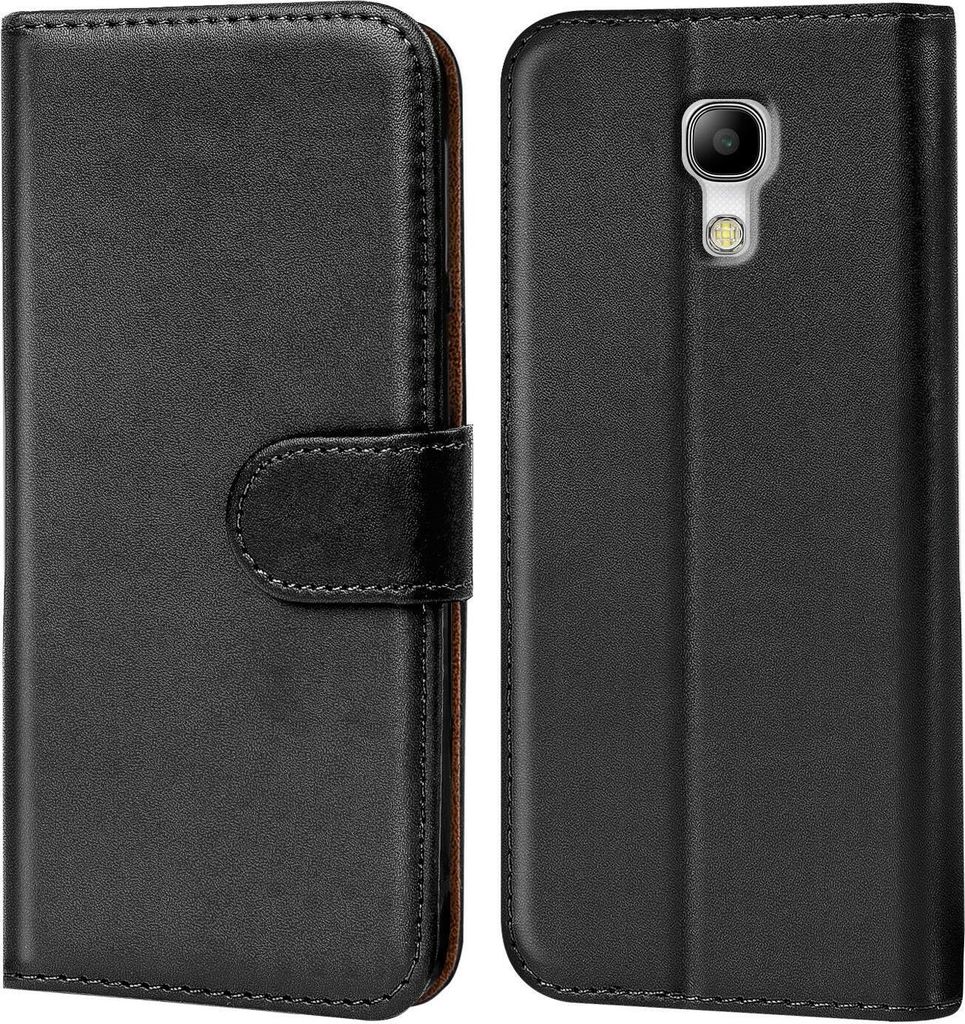 Conie Klapp Tasche für Samsung Galaxy S4 Mini Kartenfach Rundumschutz Hülle in Schwarz