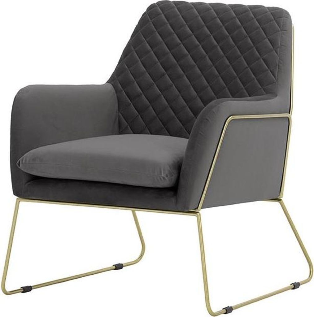 Sessel mit Ziernähten Foxe-Velluto 19-goldener Metallrahmen