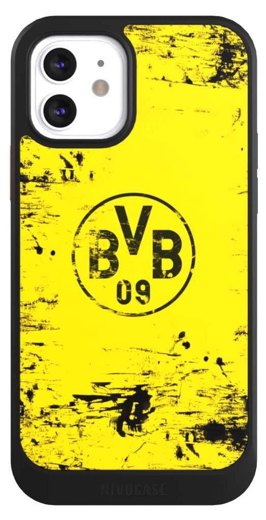 NIVOCASE Hülle für Apple iPhone 12 Handyhülle NIVOcore Case Schwarz BVB Borussia Dortmund Offizielles Lizenzprodukt