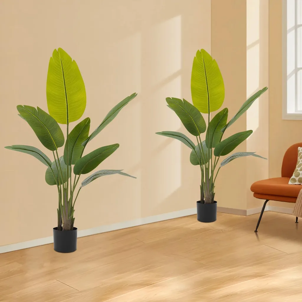 Set 2 Palme Tropicali Artificiali 120cm | Look Jungle Chic Interni - 2