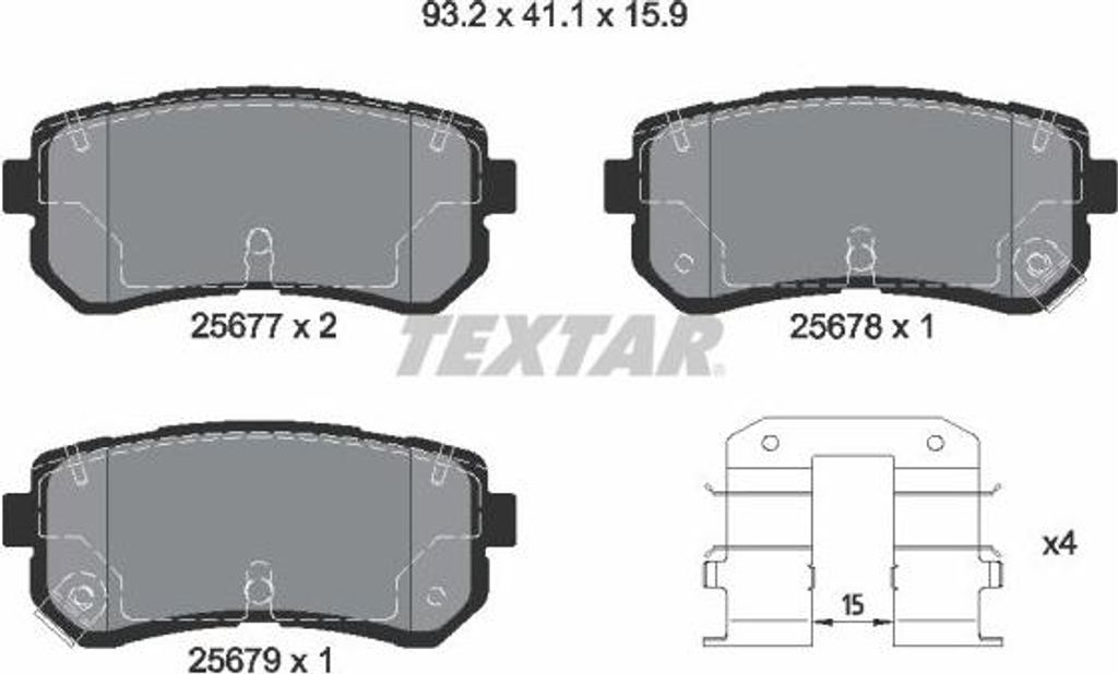 TEXTAR 2567701 Bremsbelagsatz, Scheibenbremse OE 583021KA30 kompatibel mit Soul, Seltos, Picanto, Sonata, Kona, iX20