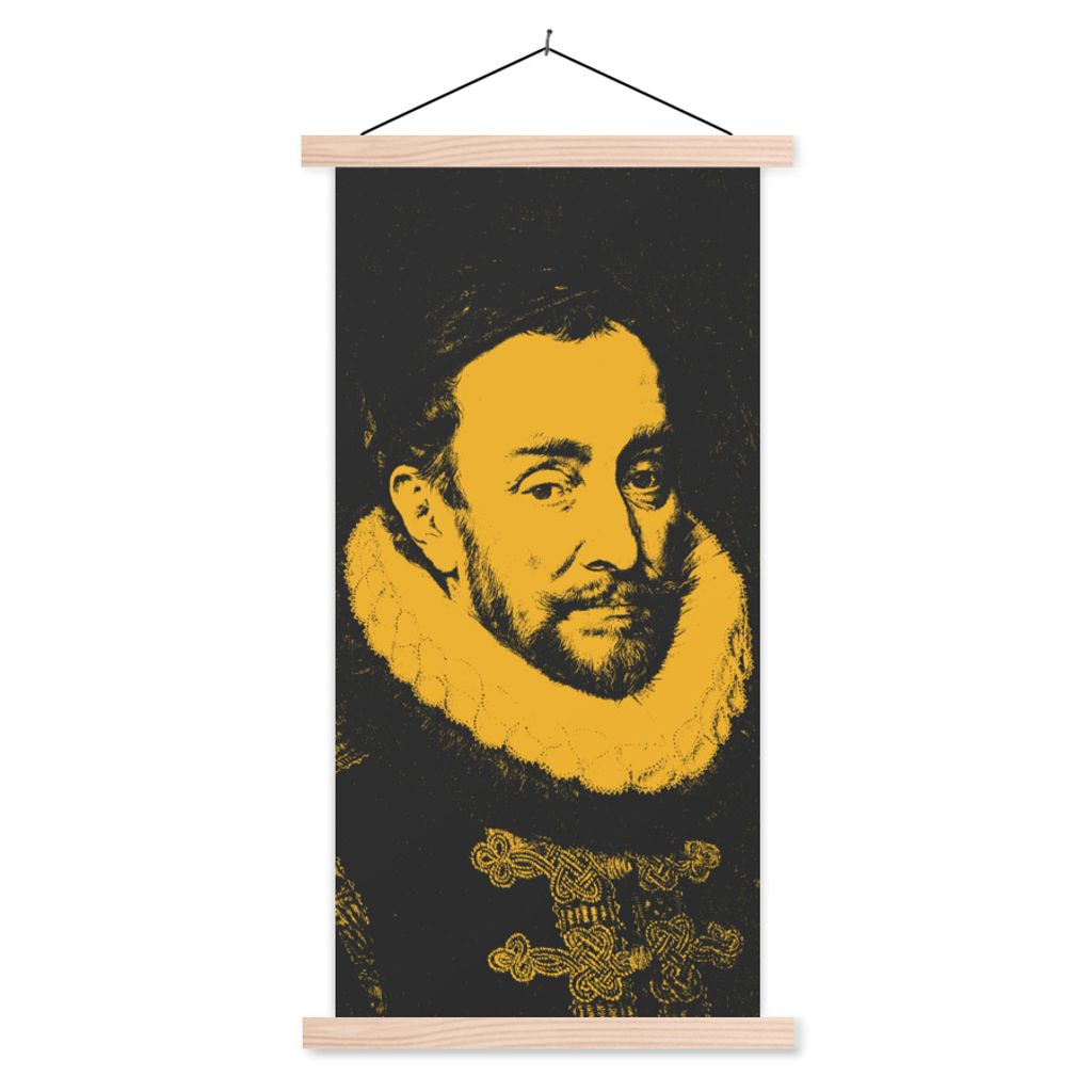MuchoWow Textilposter Wilhelm von Oranien - Adriaen Thomasz 60x120 cm mit holzfarbenen Rahmen - Holz