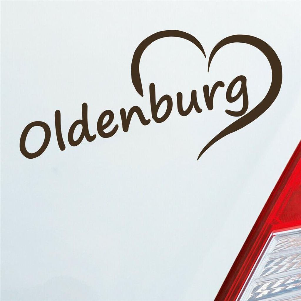 Auto Aufkleber Oldenburg Herz Stadt City Love Liebe 16,5x8 cm Braun Sticker Heckscheibenaufkleber
