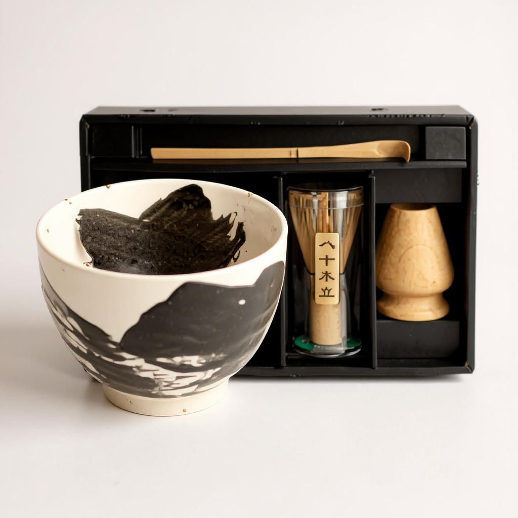 Matcha Set 4 tlg. Original japanische Matcha Schale mit Besen & Löffel