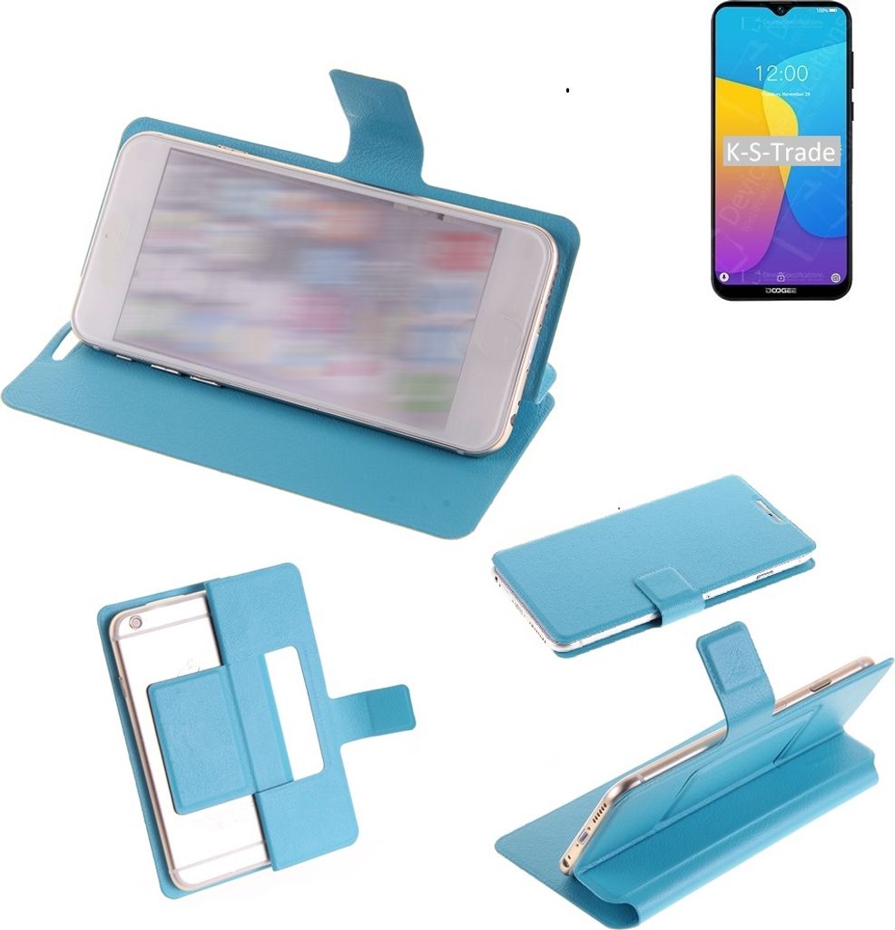 K-S-Trade Schutzhülle Handyhülle kompatibel mit Doogee X90 Flip cover Handy case Smartphone Klapphülle blau