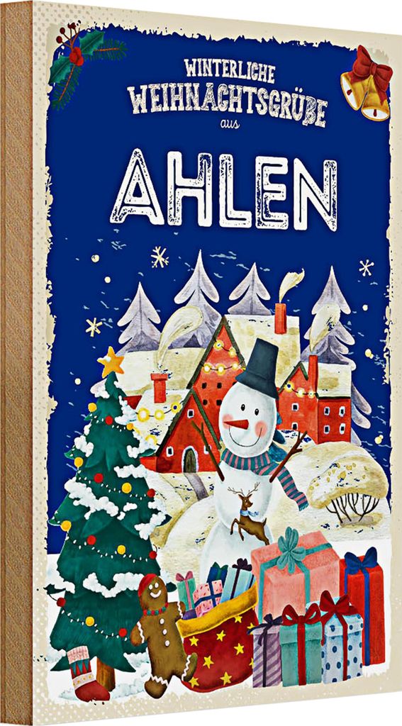 Holzschild Weihnachtsgrüße aus AHLEN 20x30cm