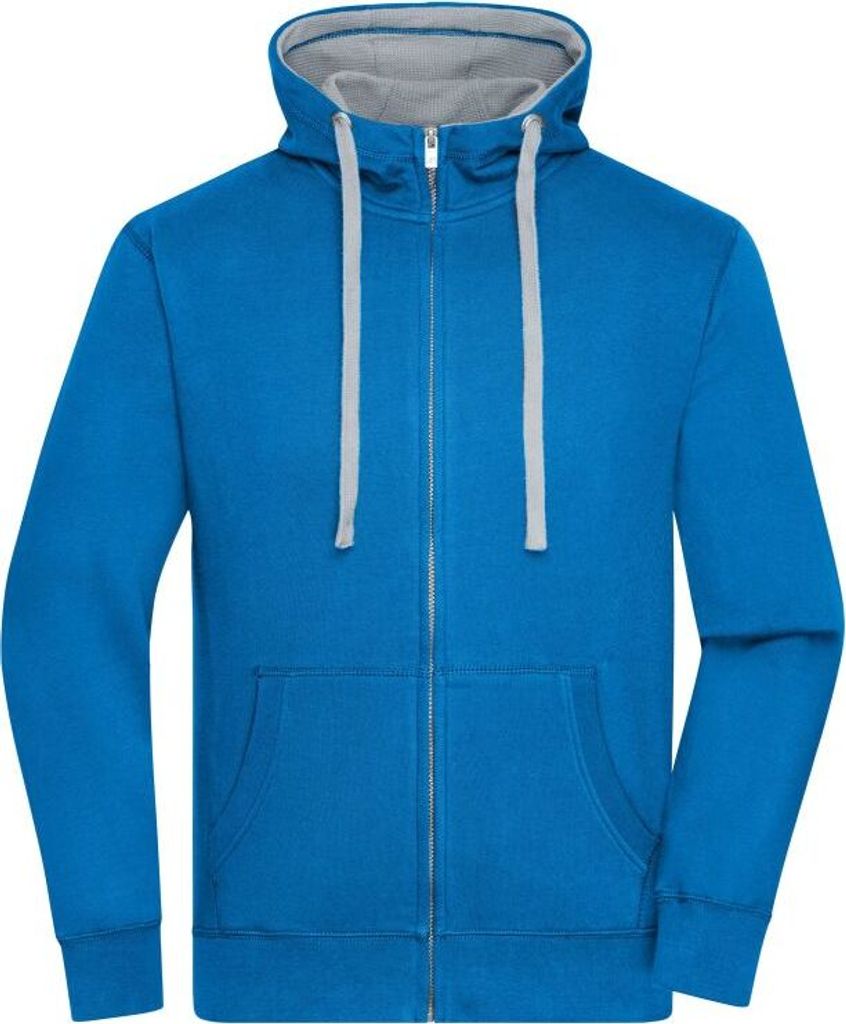Sweat-Jacke mit Reißverschluss und Kapuze cobalt/grey-heather, Gr. 3XL
